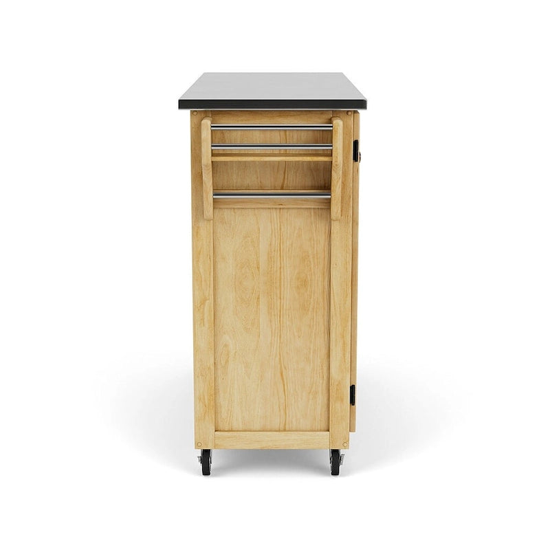 Copper Grove Puff Island Natural Finish Black Granite Top Kitchen Cart