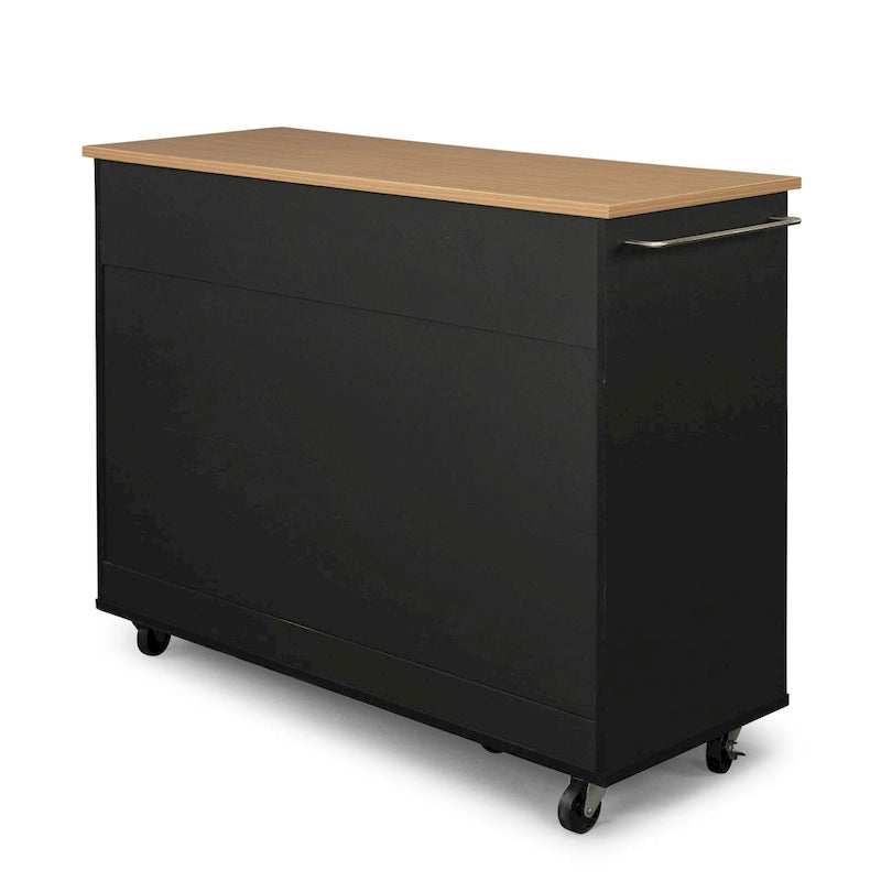 Homestyles Storage Plus Black Wood Kitchen Cart - 51 x 19 x 36