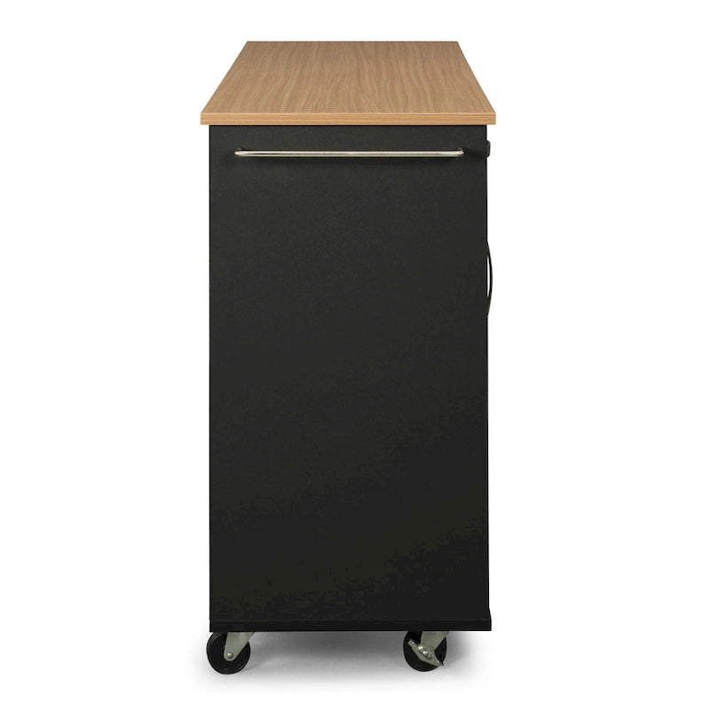 Homestyles Storage Plus Black Wood Kitchen Cart - 51 x 19 x 36