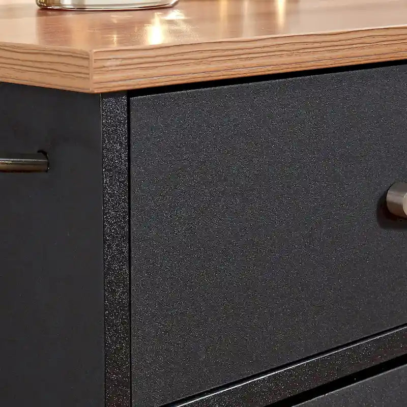 Homestyles Storage Plus Black Wood Kitchen Cart - 51 x 19 x 36