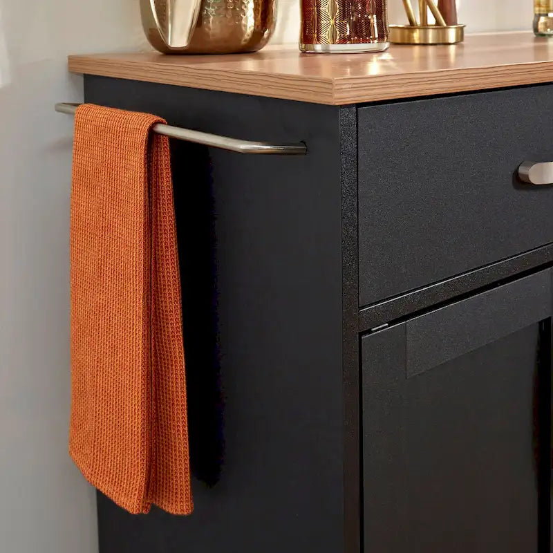 Homestyles Storage Plus Black Wood Kitchen Cart - 51 x 19 x 36