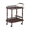 2-Tier Serving Cart with Casters in Merlot and Brass