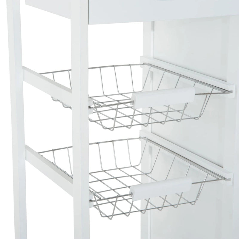 HOMCOM 28 White Rolling Kitchen Trolley Serving Cart
