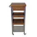 Solid Bamboo & Stainless Steel Kitchen Cart Tower with Drawer