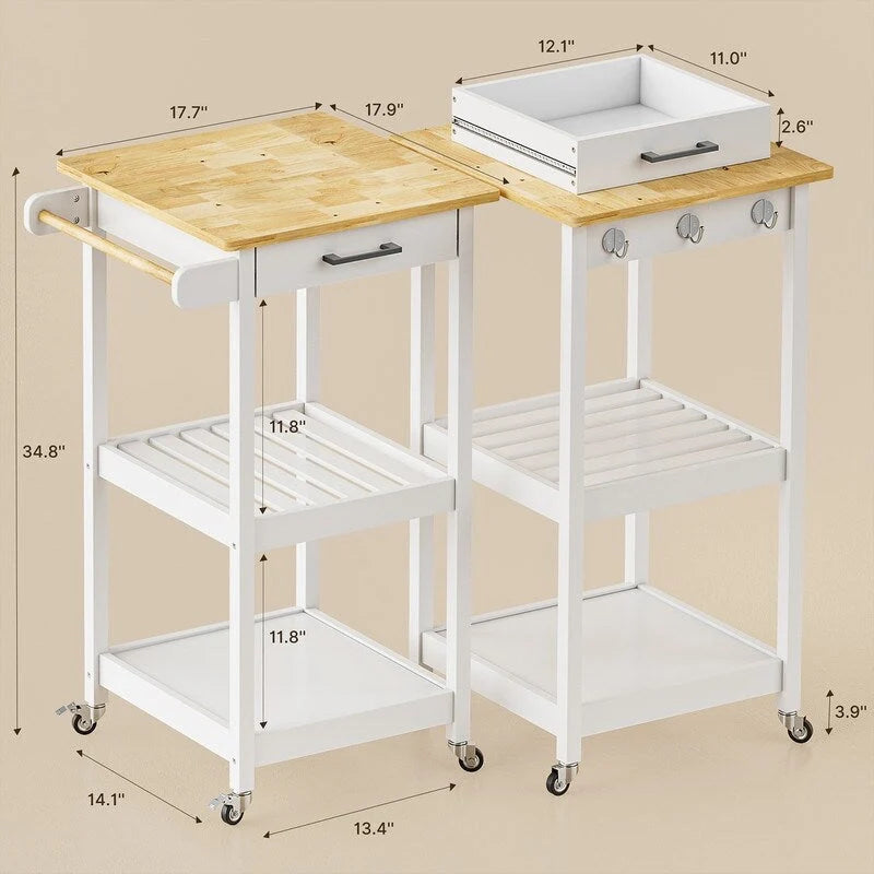 Kitchen Island and Kitchen Cart with Storage Cabinet and Drawer