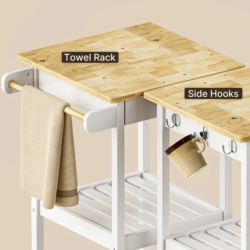 Kitchen Island and Kitchen Cart with Storage Cabinet and Drawer