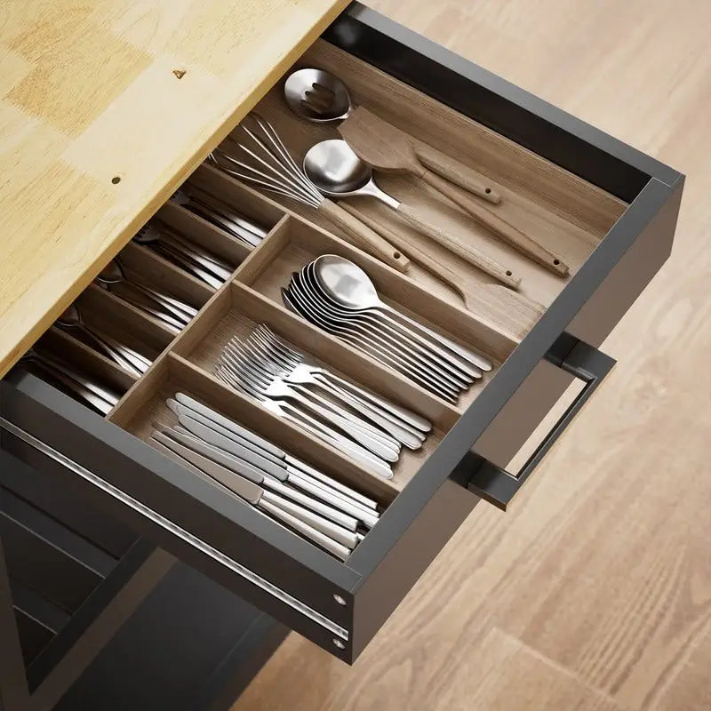 Kitchen Island and Kitchen Cart with Storage Cabinet and Drawer