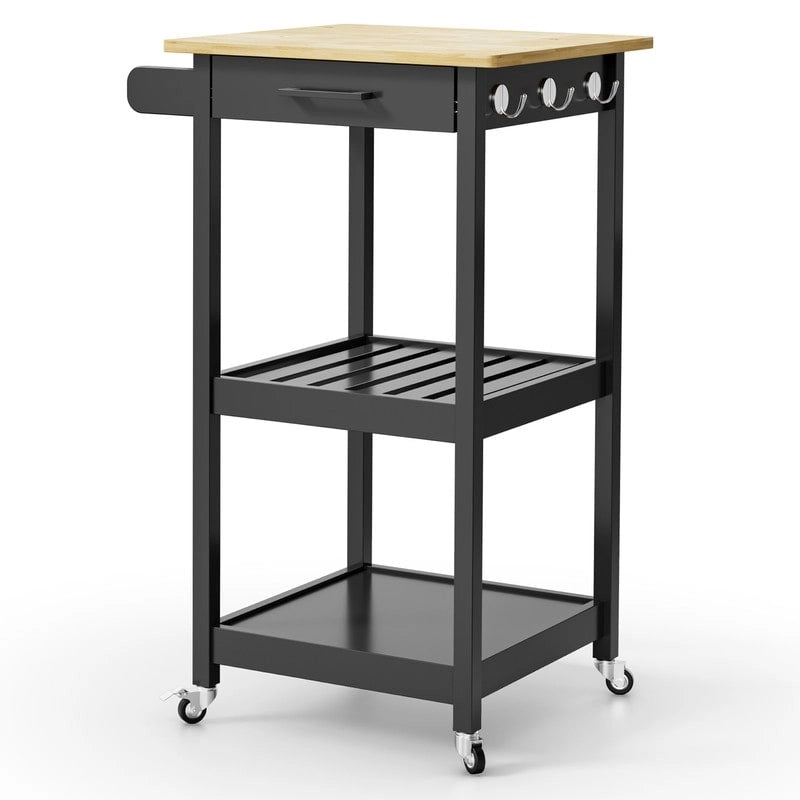 Kitchen Island and Kitchen Cart with Storage Cabinet and Drawer