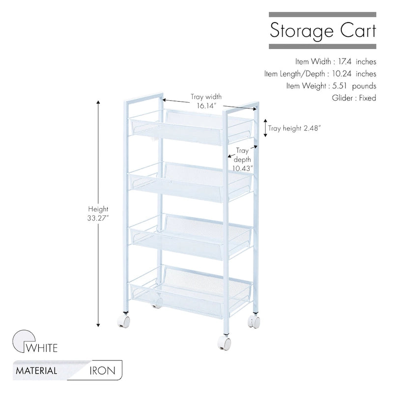Porthos Home Cason 4-tier Organization And Storage Utility Cart