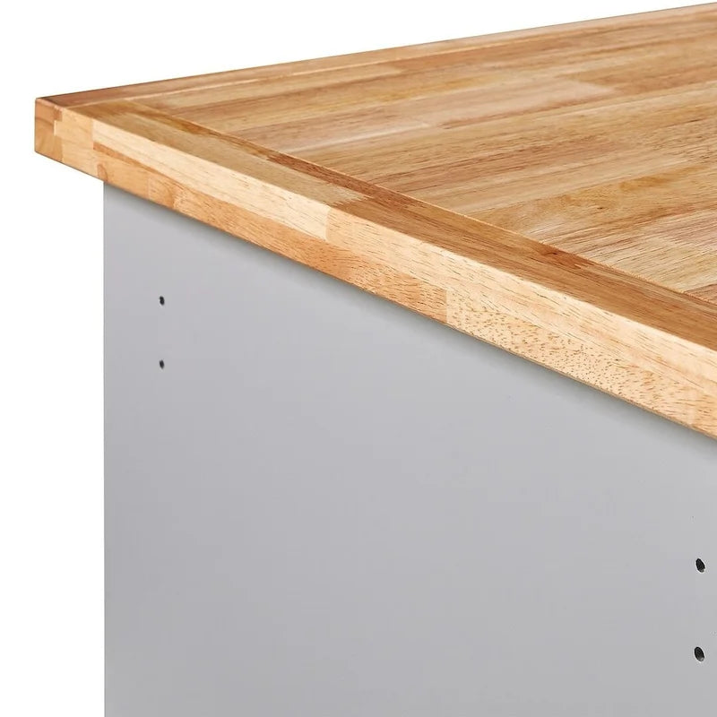 Kitchen Island on Wheels with Open Compartments and 2 Drawers