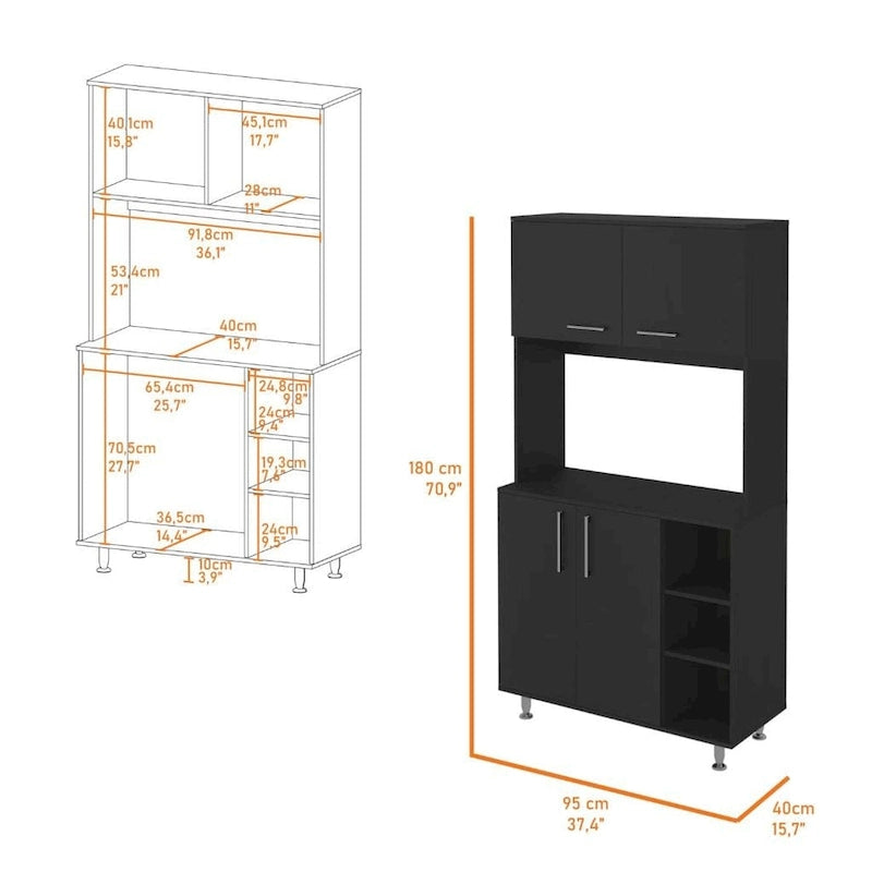 FM Furniture Colorado Pantry Cabinet with Three Open Shelves - N/A