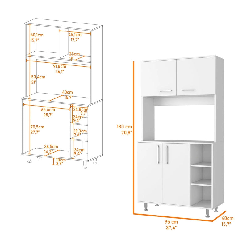 FM Furniture Colorado Pantry Cabinet with Three Open Shelves - N/A