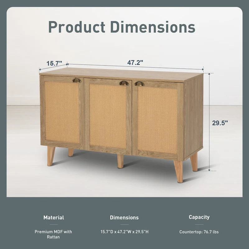 Rattan Drawer Accent Storage Cabinet for Living Room