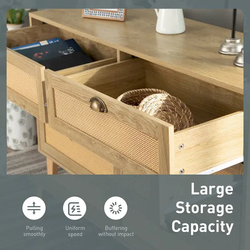 Rattan Drawer Accent Storage Cabinet for Living Room