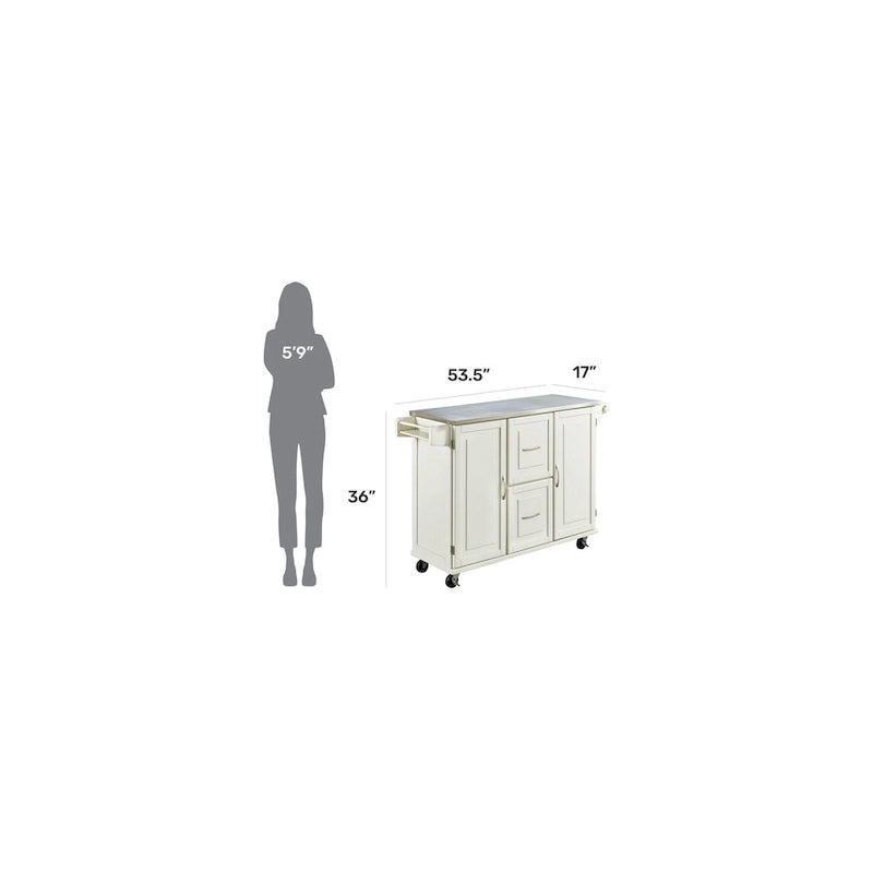 Homestyles Dolly Madison Wood Kitchen Cart with Stainless Steel Top