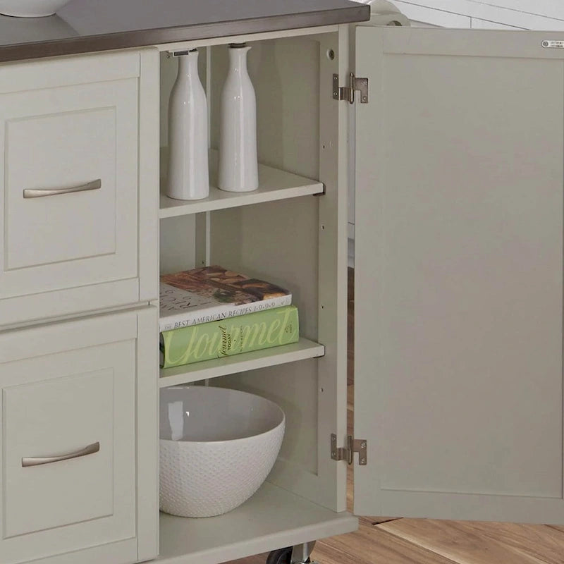 Homestyles Dolly Madison Wood Kitchen Cart with Stainless Steel Top