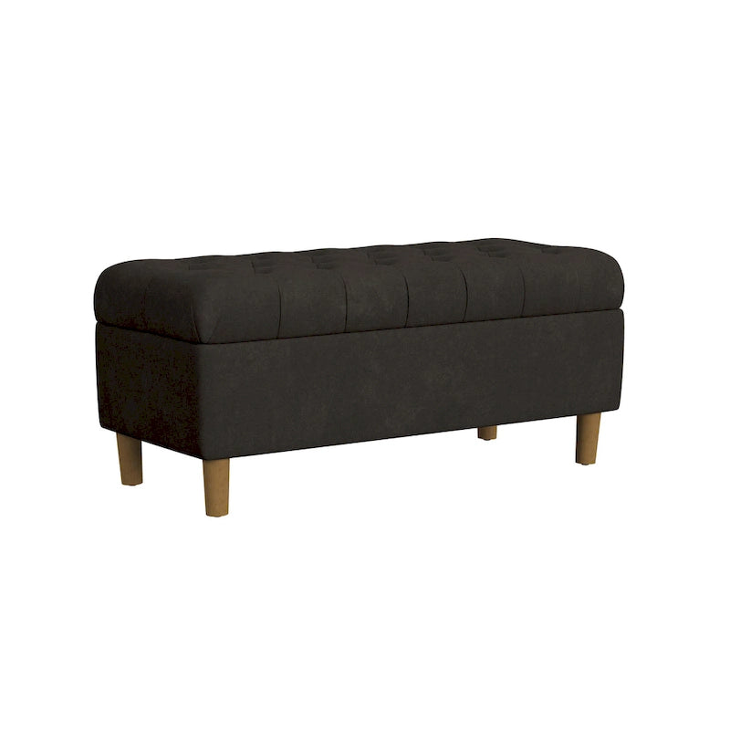 HomePop Button Tufted Top Storage Bench with Wood Legs