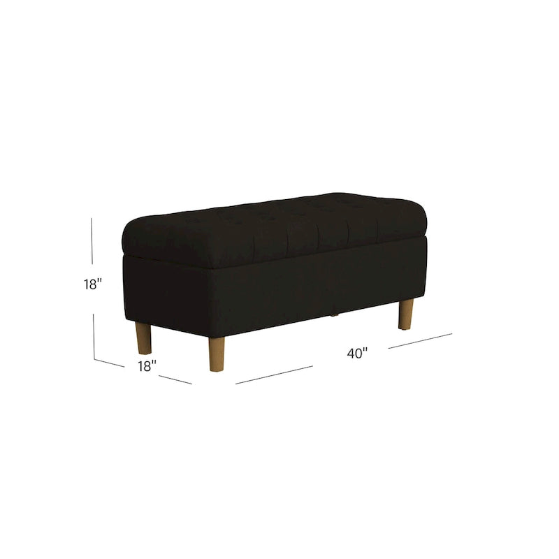 HomePop Button Tufted Top Storage Bench with Wood Legs