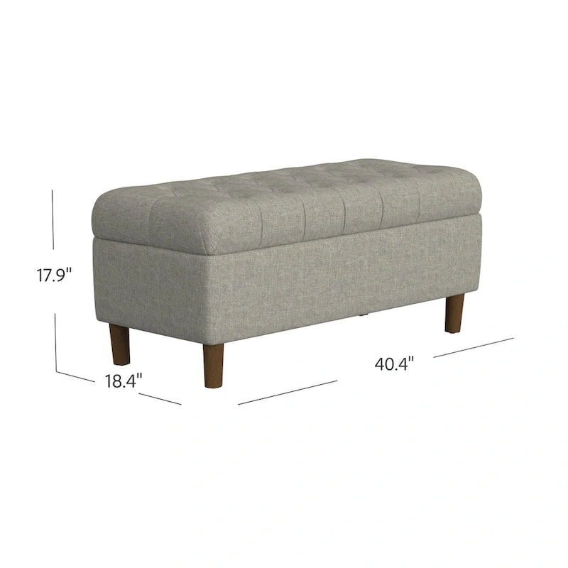 HomePop Button Tufted Top Storage Bench with Wood Legs