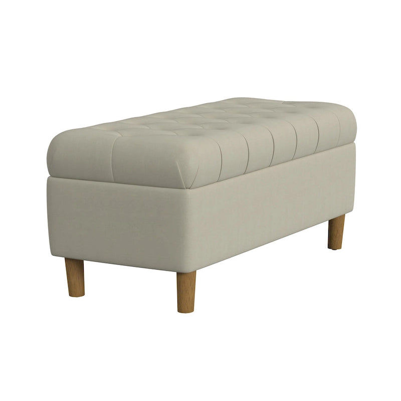 HomePop Button Tufted Top Storage Bench with Wood Legs