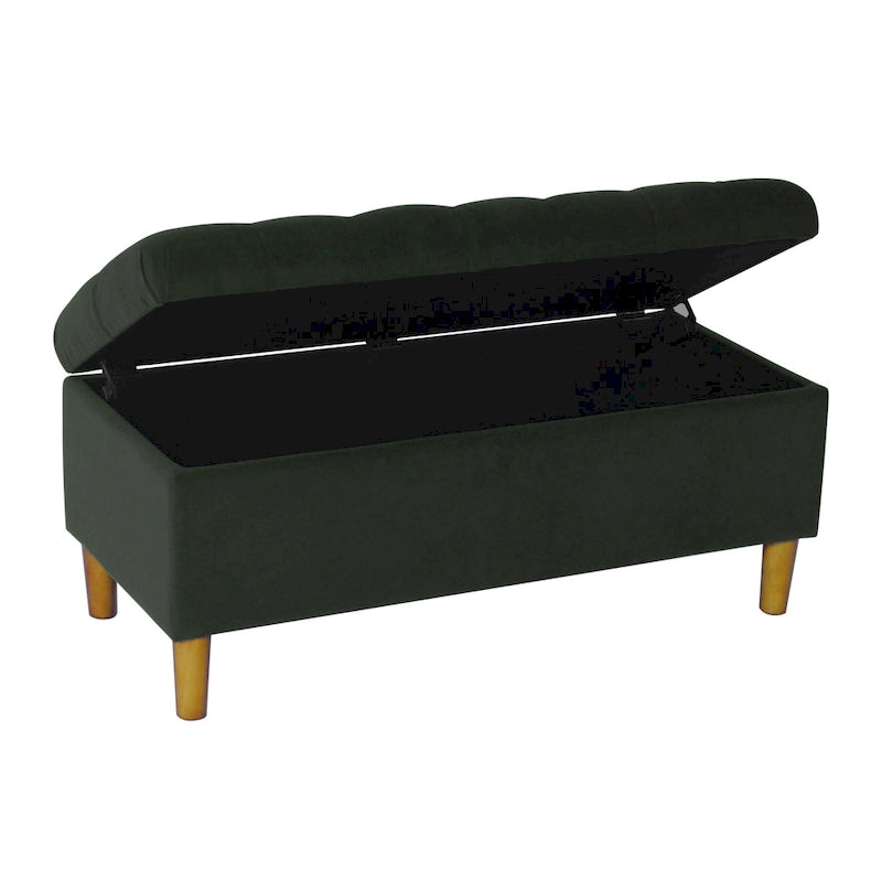 HomePop Button Tufted Top Storage Bench with Wood Legs