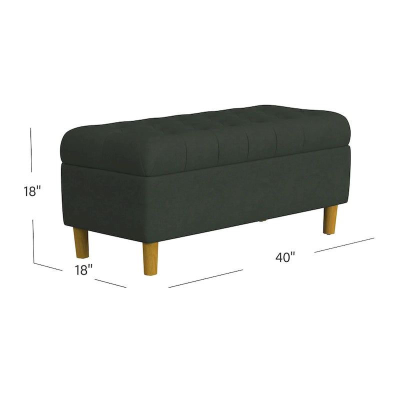 HomePop Button Tufted Top Storage Bench with Wood Legs
