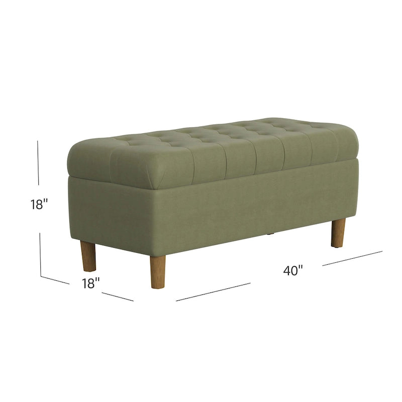 HomePop Button Tufted Top Storage Bench with Wood Legs
