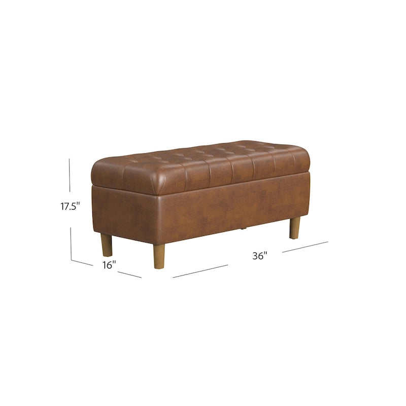 HomePop Button Tufted Top Storage Bench with Wood Legs