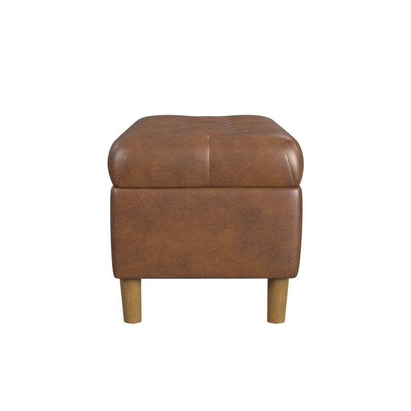 HomePop Button Tufted Top Storage Bench with Wood Legs