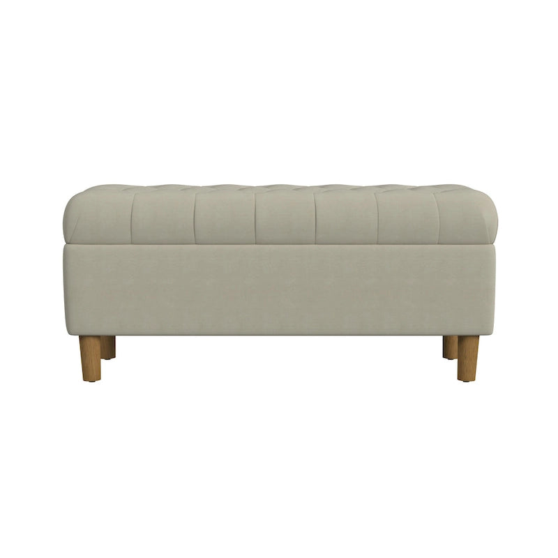 HomePop Button Tufted Top Storage Bench with Wood Legs