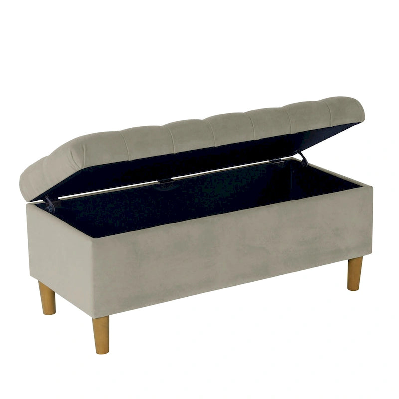 HomePop Button Tufted Top Storage Bench with Wood Legs
