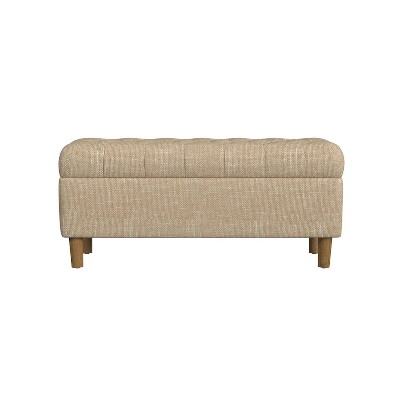 HomePop Button Tufted Top Storage Bench with Wood Legs