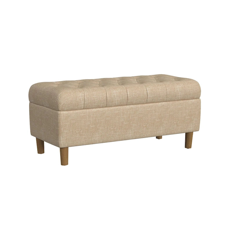 HomePop Button Tufted Top Storage Bench with Wood Legs