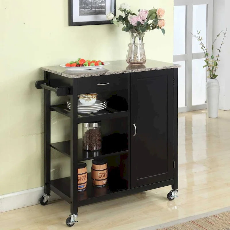 Porch & Den Ringsby Wooden 3-shelf Kitchen Cart