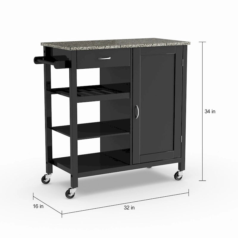 Porch & Den Ringsby Wooden 3-shelf Kitchen Cart