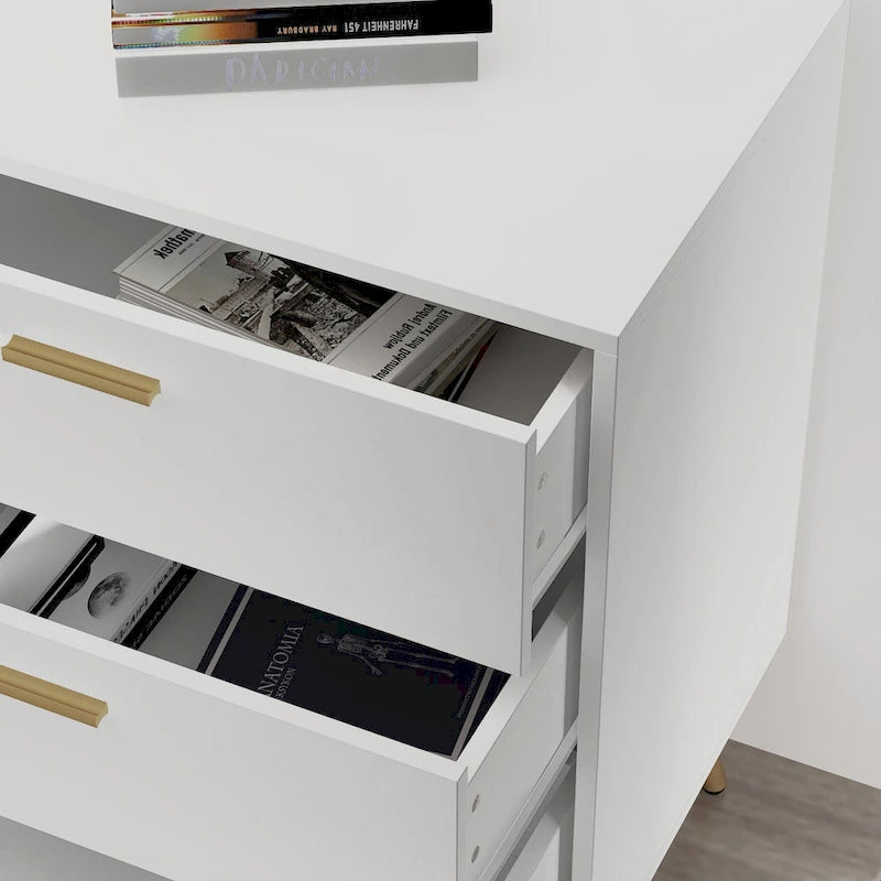 Timechee Sideboards Buffets w/ Storage Cabinet Drawers, Espresso/ White - 69L