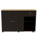 TUHOME Victoria Kitchen Island with 4 Interior Shelves, Casters, Drawer and Double Door Cabinet