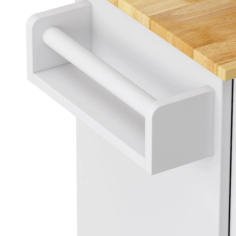 Kitchen Island Cart with 2 Door Cabinet and 3 Drawers