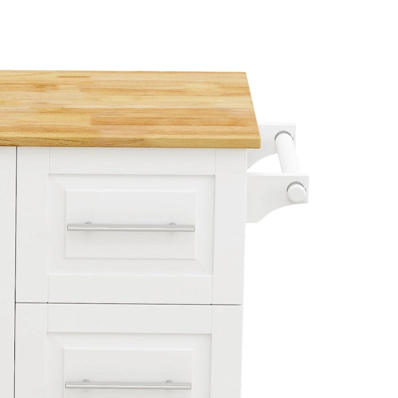 Kitchen Island Cart with 2 Door Cabinet and 3 Drawers