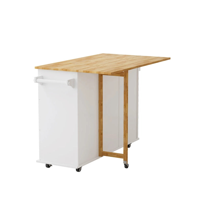 Kitchen Island Cart with 2 Door Cabinet and 3 Drawers