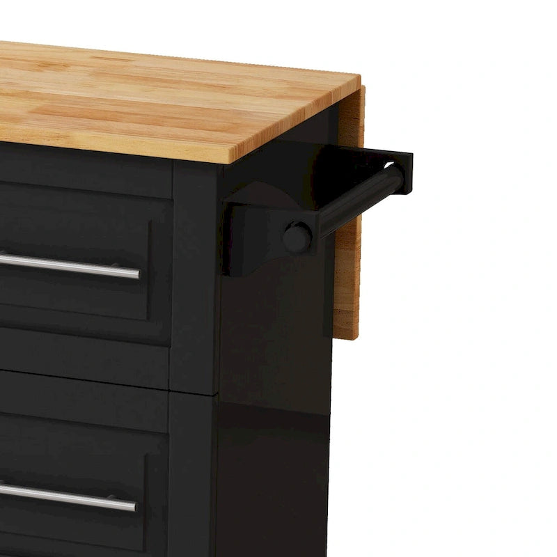 Kitchen Island Cart with 2 Door Cabinet and 3 Drawers