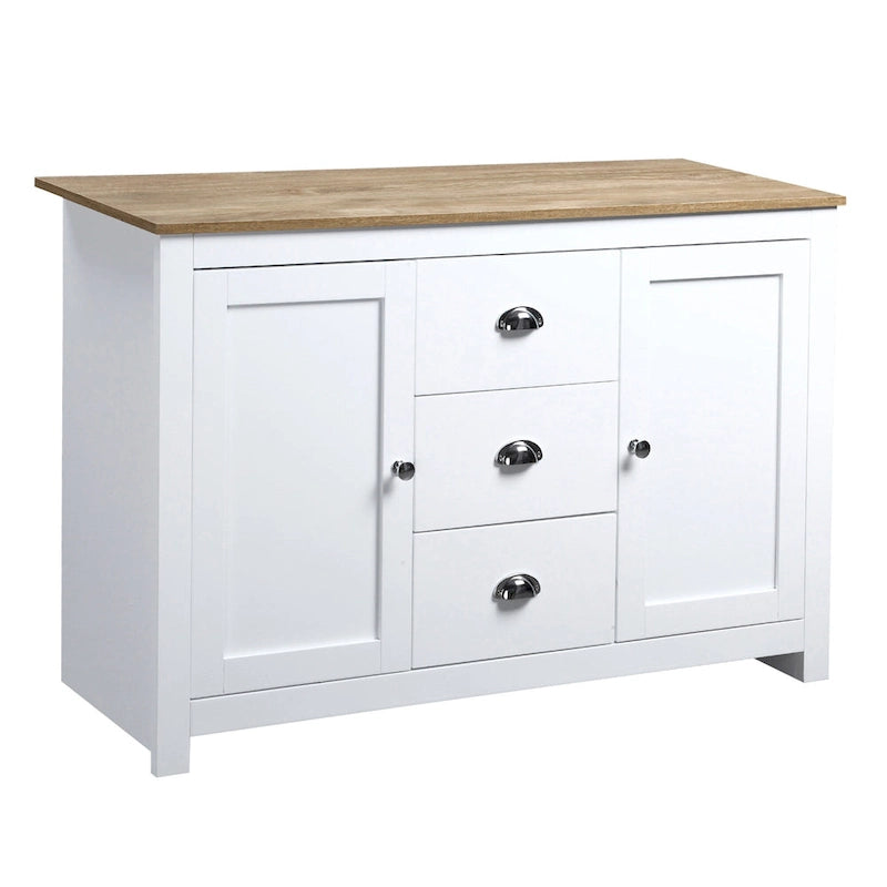 HOMCOM Kitchen Storage Sideboard with Adjustable Shelves, Dining Buffet Server Cabinet with 3 Drawers