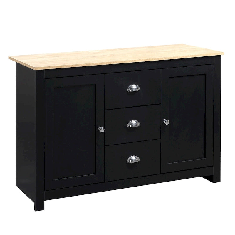 HOMCOM Kitchen Storage Sideboard with Adjustable Shelves, Dining Buffet Server Cabinet with 3 Drawers