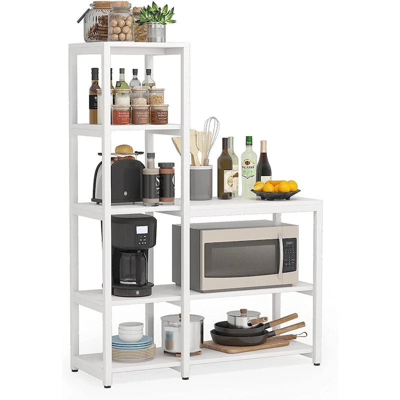 5-Tier L Shaped Kitchen Bakers Rack with Storage Shelf