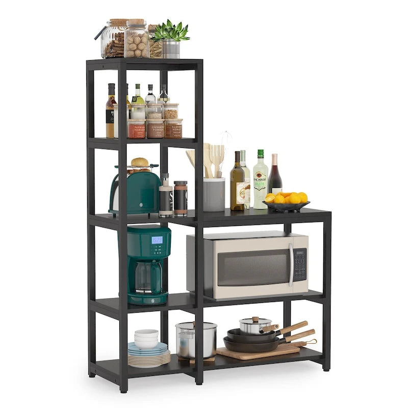 5-Tier L Shaped Kitchen Bakers Rack with Storage Shelf