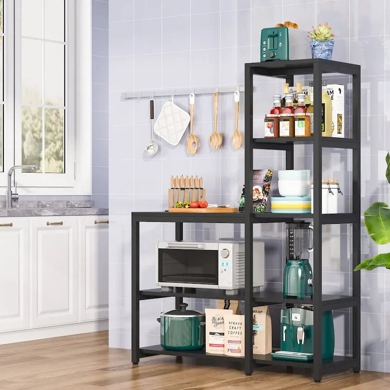 5-Tier L Shaped Kitchen Bakers Rack with Storage Shelf