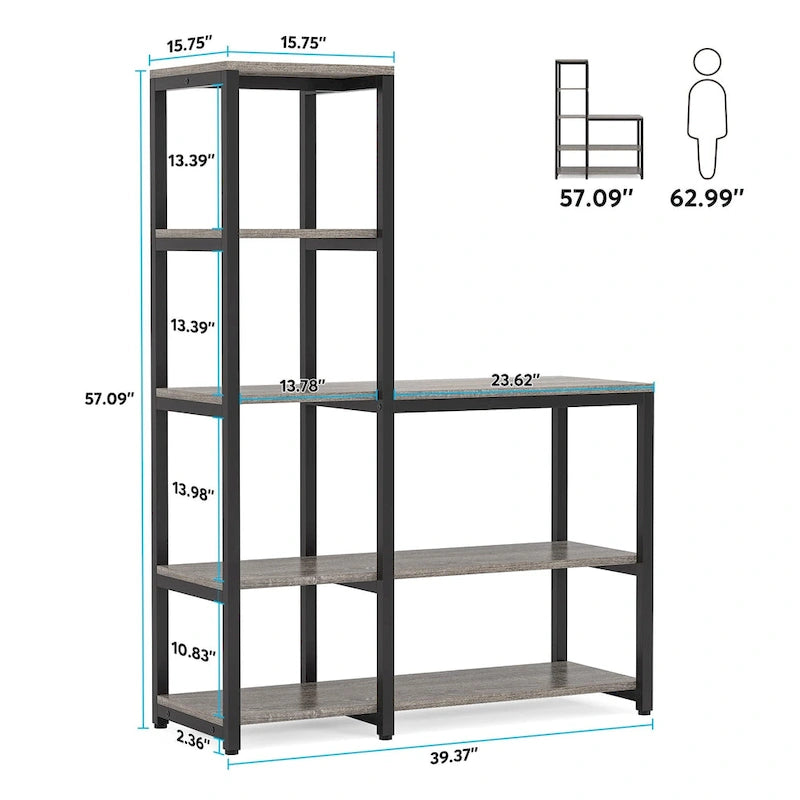 5-Tier L Shaped Kitchen Bakers Rack with Storage Shelf