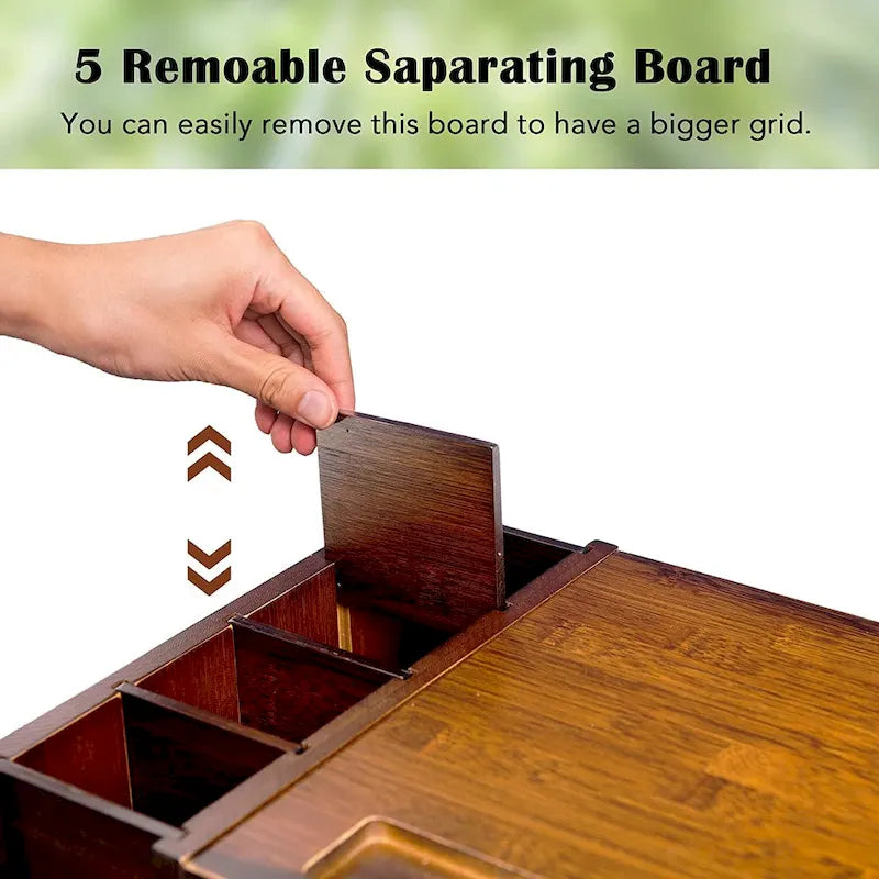 Wood Computer Monitor Stand Desktop Organizer with Drawer