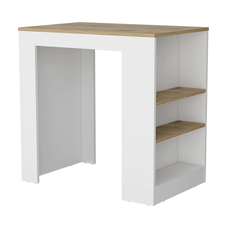 TUHOME Portree Kitchen Island with 3 Side Shelves