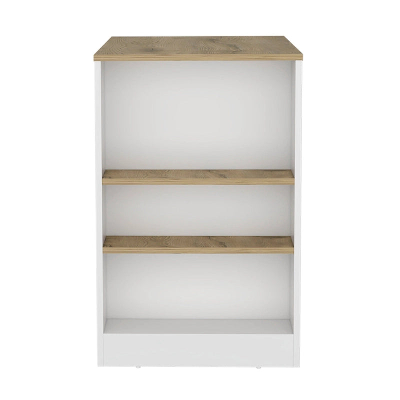 TUHOME Portree Kitchen Island with 3 Side Shelves